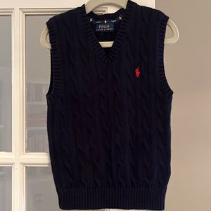 Polo Ralph Lauren Boys Navy Blue Cable-Knit Sweater Vest Size 6